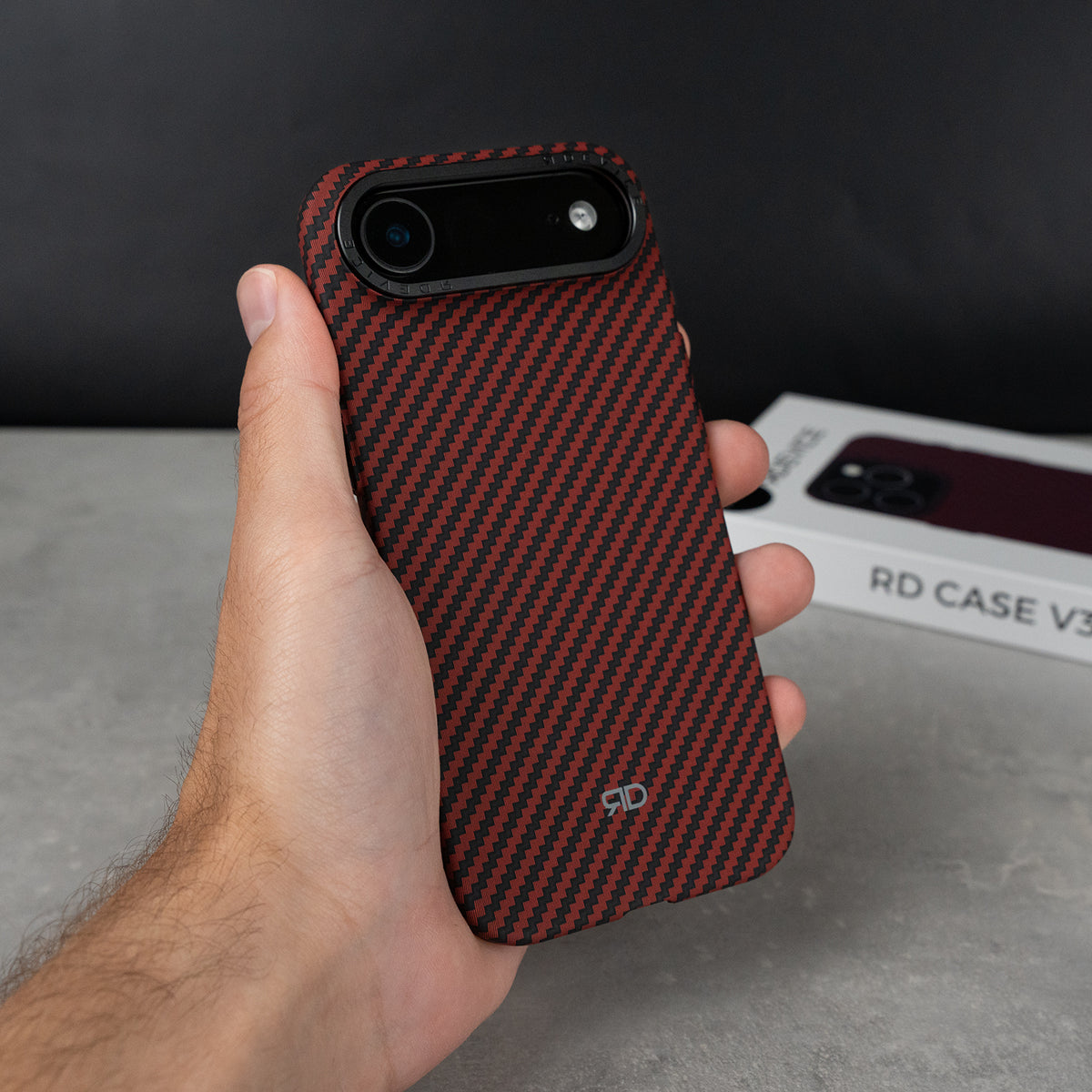 Coque RD En Fibre De Carbone V3 (Rouge)
