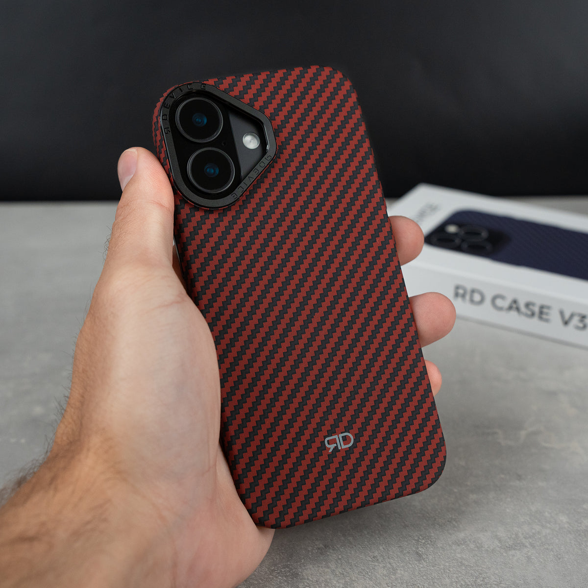 Coque RD En Fibre De Carbone V3 (Rouge)